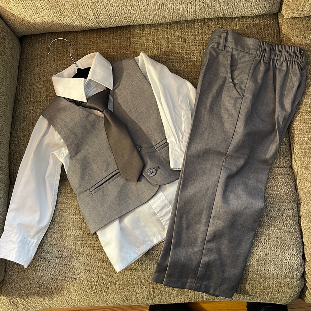 Fancy Kids Gray Boys 4 Piece Vest Set
